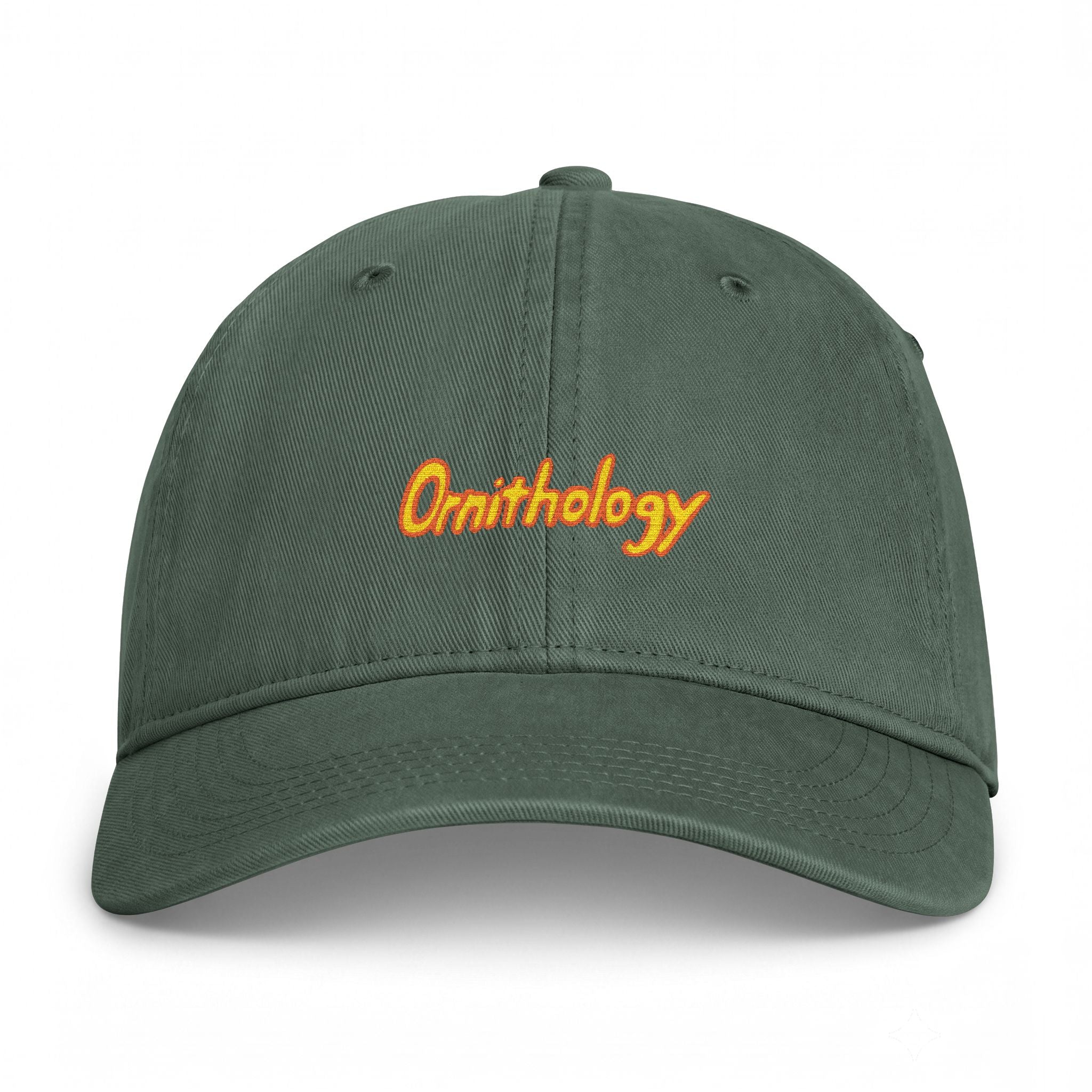 Onithology Script Logo Cap | Washed Baseball Hat, Embroidered Text